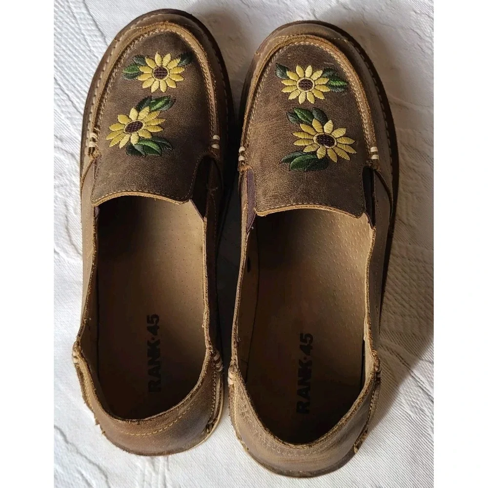 Rank 45 Sunflower Casual Shoes Women's Sz 10 Brown Leather Slip ons Slippers